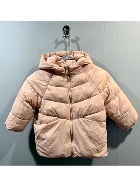 Girls Zara Pink Sherpa Lined Winter Jacket, Size 4-5 Years Warm Full Zip Hooded
